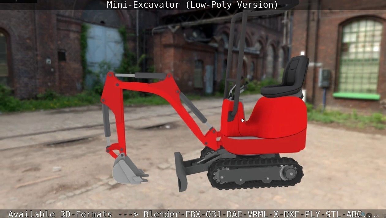 Mini-Excavator Low-Poly-Version Low-poly 3D model_50