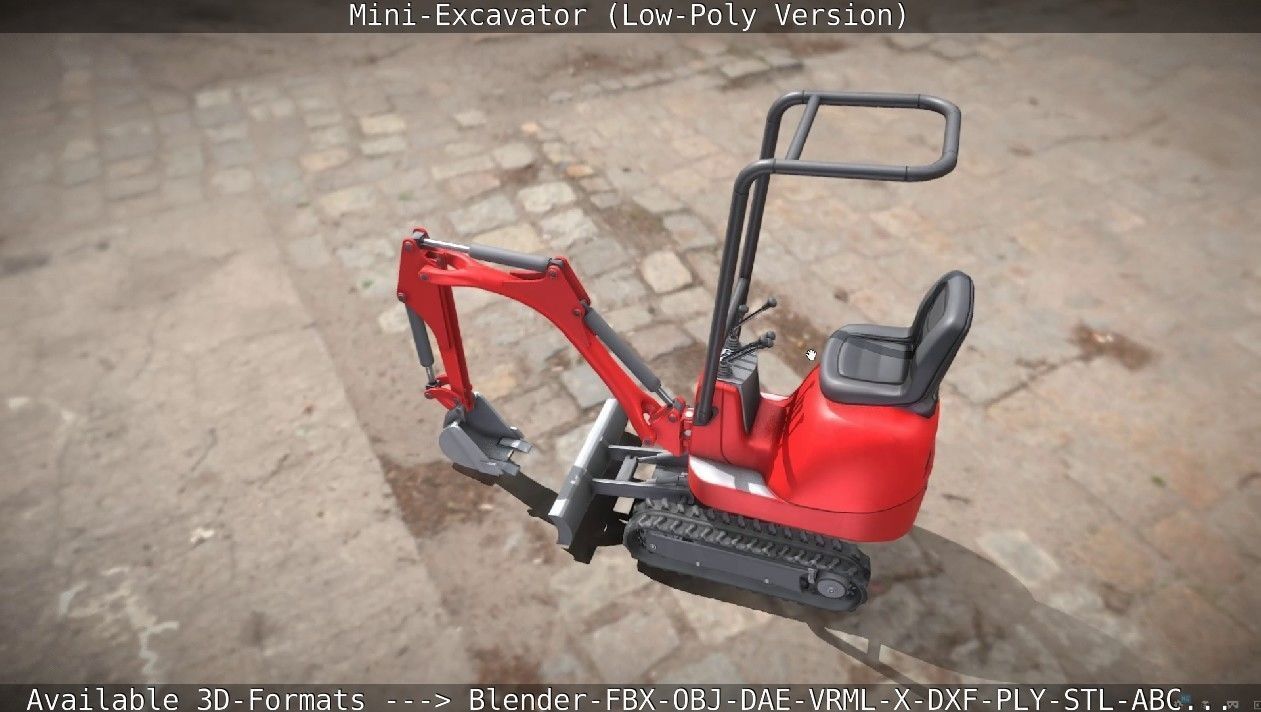 Mini-Excavator Low-Poly-Version Low-poly 3D model_10