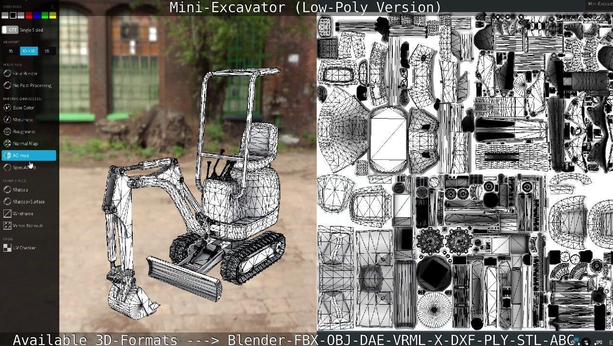 Mini-Excavator Low-Poly-Version Low-poly 3D model_39