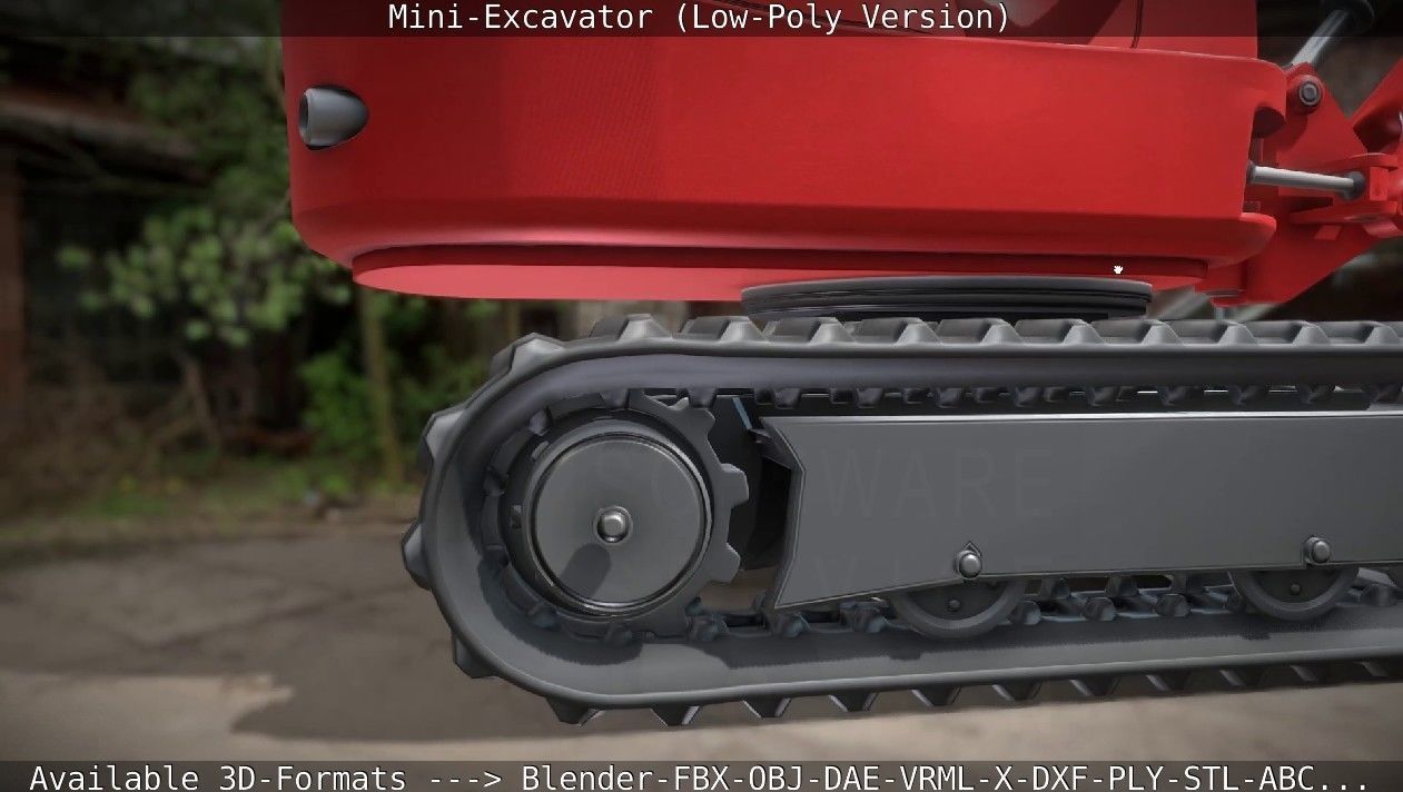 Mini-Excavator Low-Poly-Version Low-poly 3D model_16