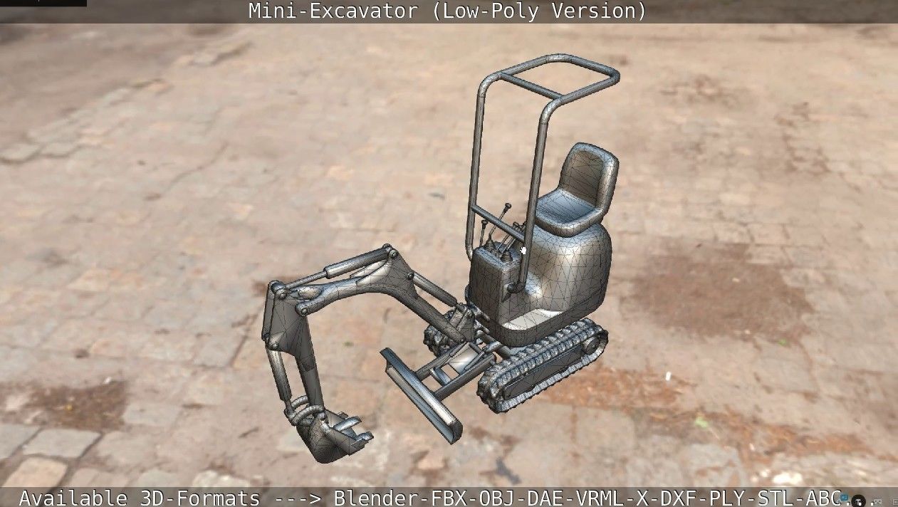 Mini-Excavator Low-Poly-Version Low-poly 3D model_78