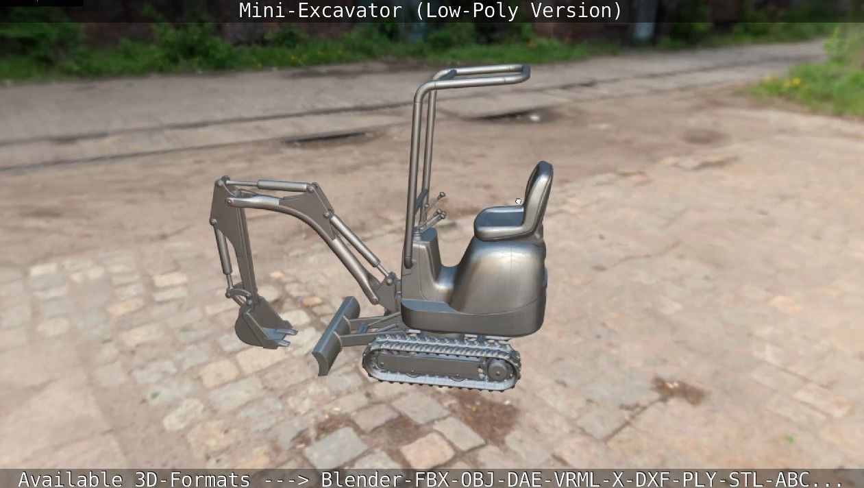 Mini-Excavator Low-Poly-Version Low-poly 3D model_72