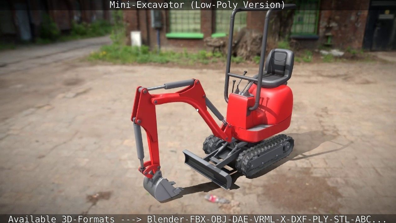 Mini-Excavator Low-Poly-Version Low-poly 3D model_20