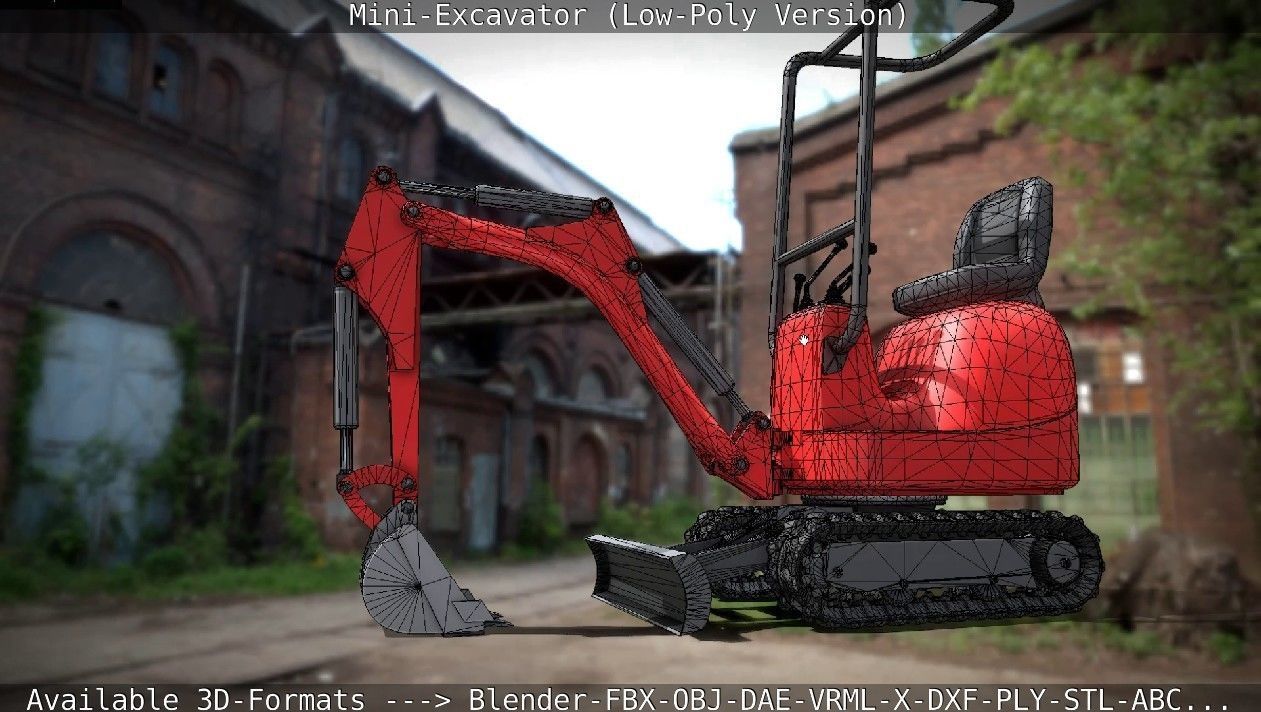 Mini-Excavator Low-Poly-Version Low-poly 3D model_47