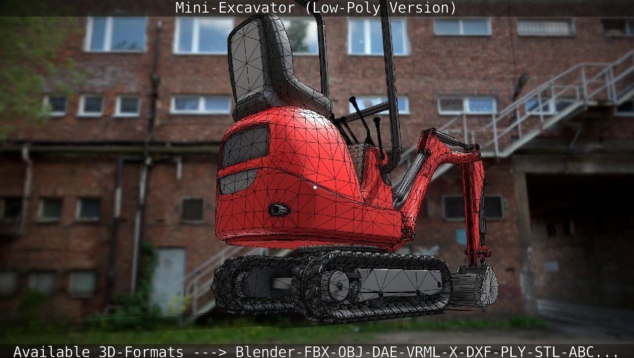 Mini-Excavator Low-Poly-Version Low-poly 3D model_27