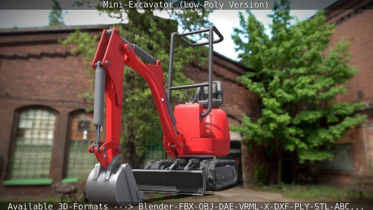 Mini-Excavator Low-Poly-Version Low-poly 3D model_24