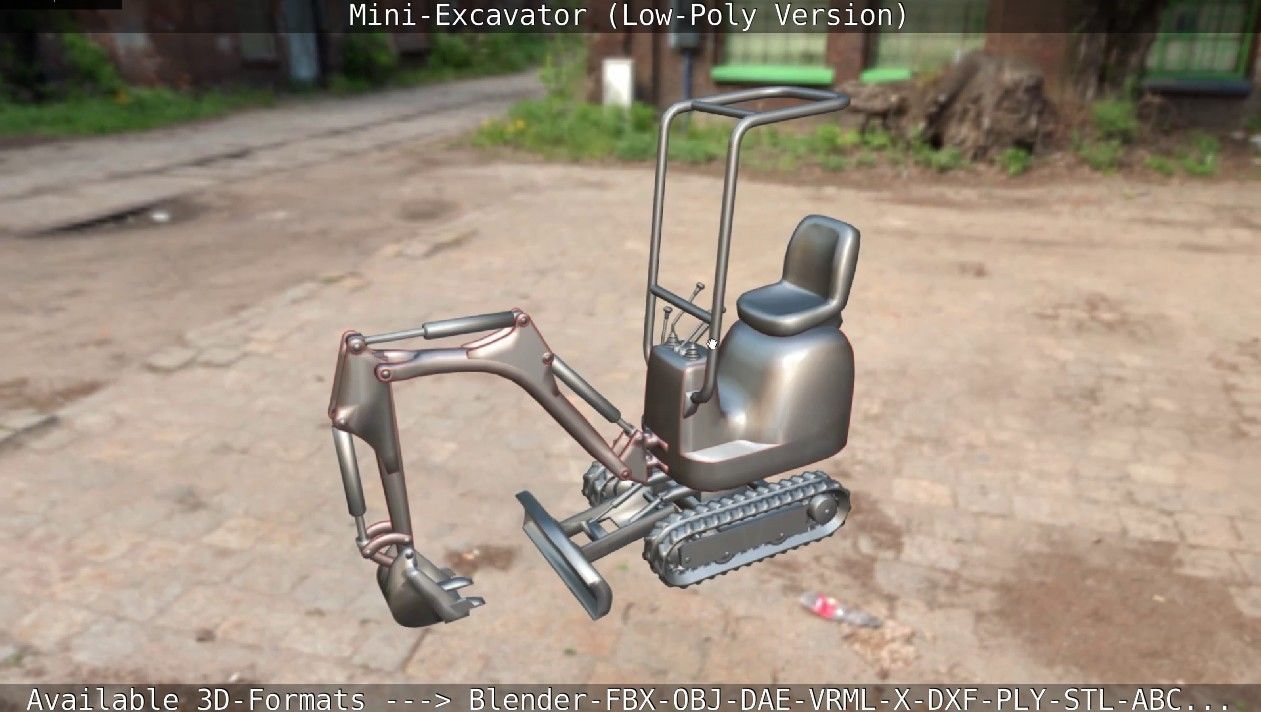 Mini-Excavator Low-Poly-Version Low-poly 3D model_76