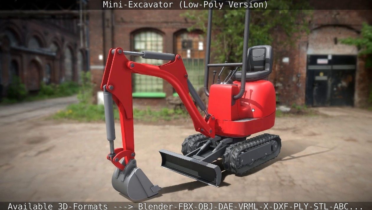 Mini-Excavator Low-Poly-Version Low-poly 3D model_49