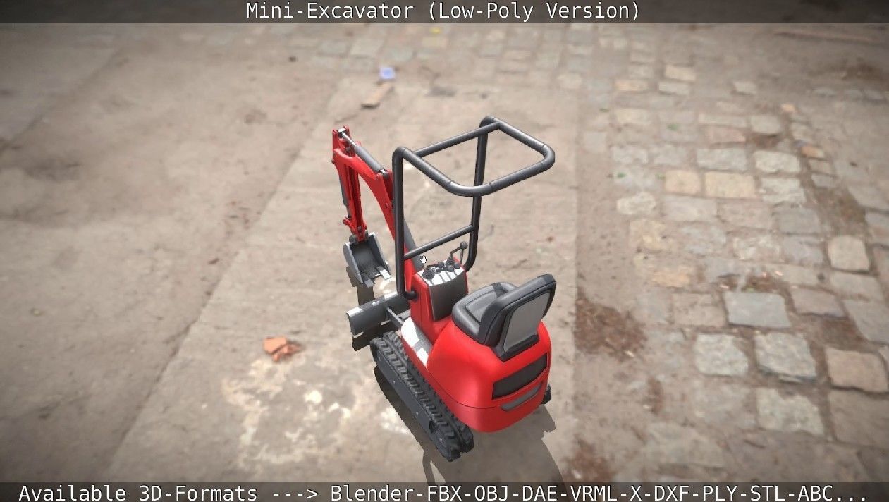 Mini-Excavator Low-Poly-Version Low-poly 3D model_22