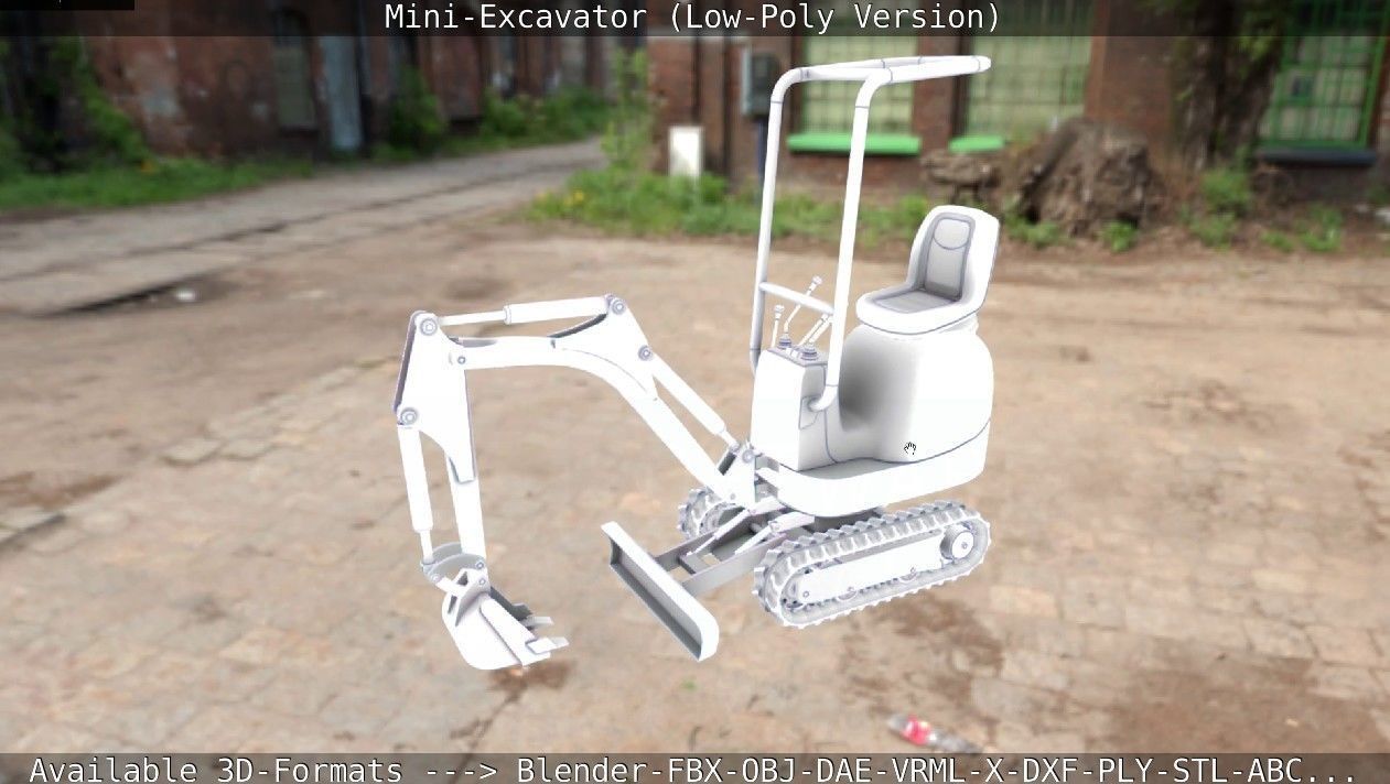 Mini-Excavator Low-Poly-Version Low-poly 3D model_51