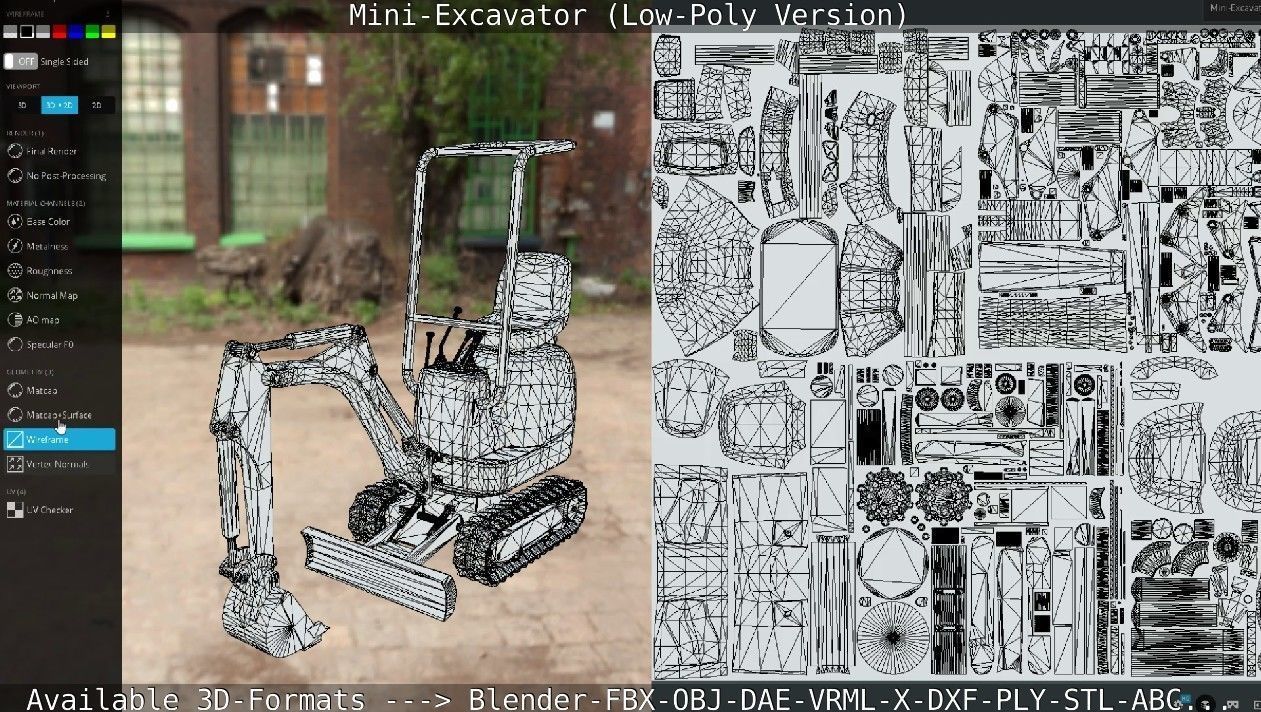 Mini-Excavator Low-Poly-Version Low-poly 3D model_41