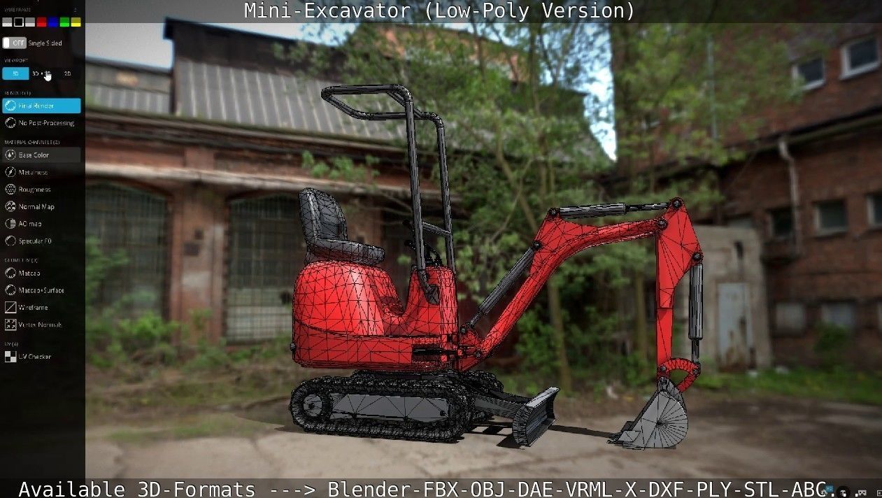 Mini-Excavator Low-Poly-Version Low-poly 3D model_31