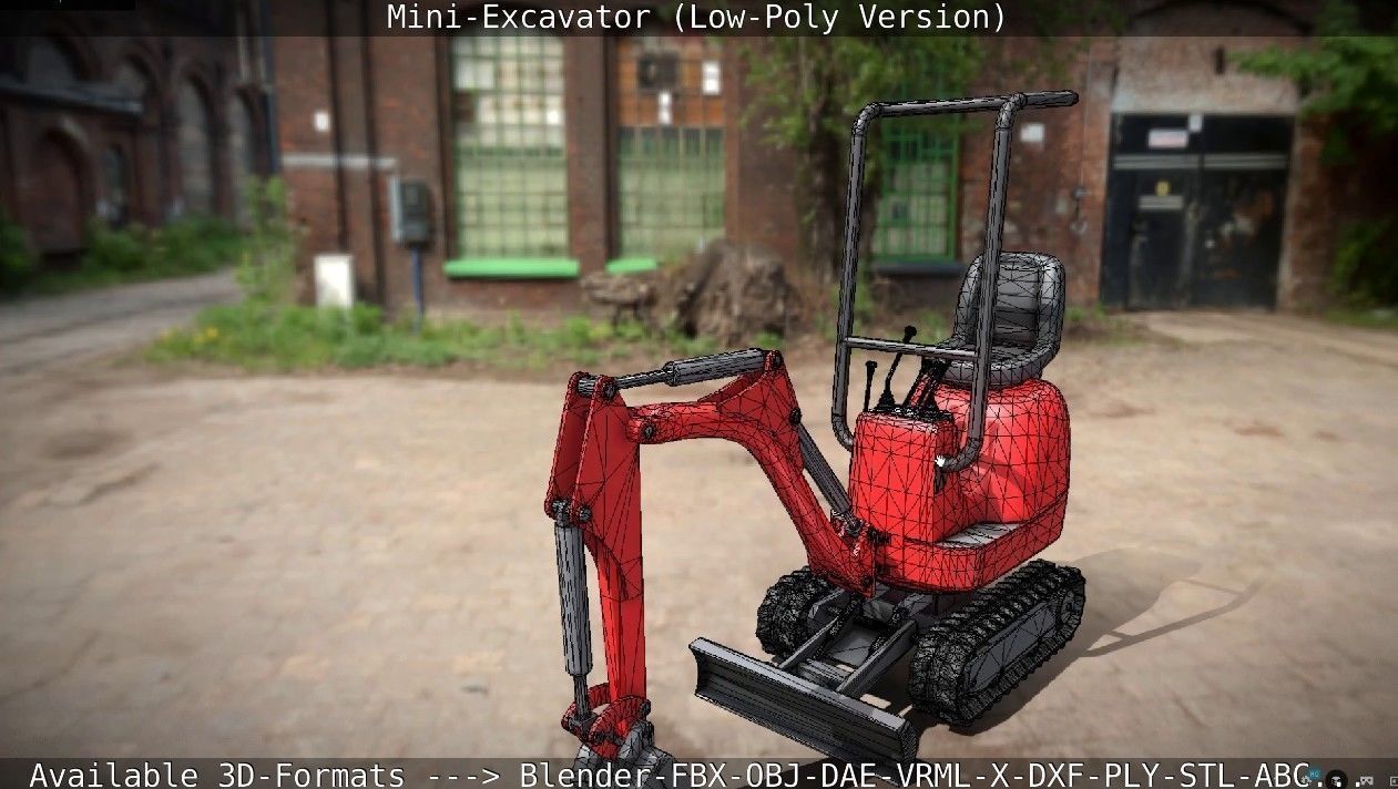 Mini-Excavator Low-Poly-Version Low-poly 3D model_46