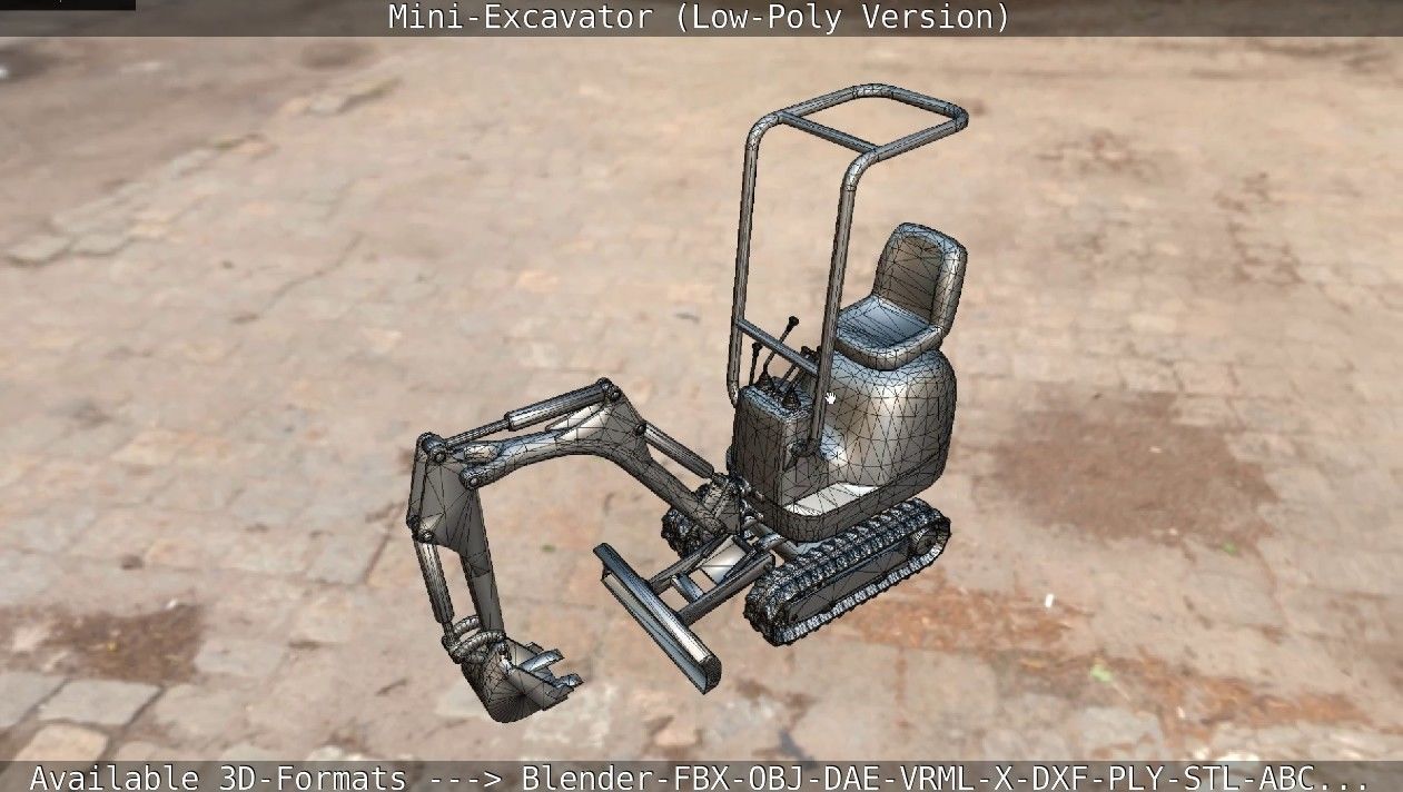 Mini-Excavator Low-Poly-Version Low-poly 3D model_77