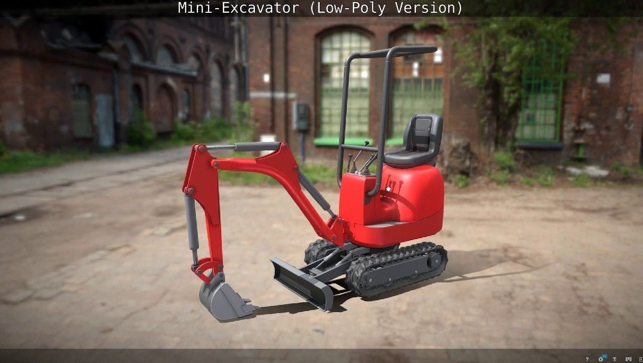Mini-Excavator Low-Poly-Version Low-poly 3D model_8