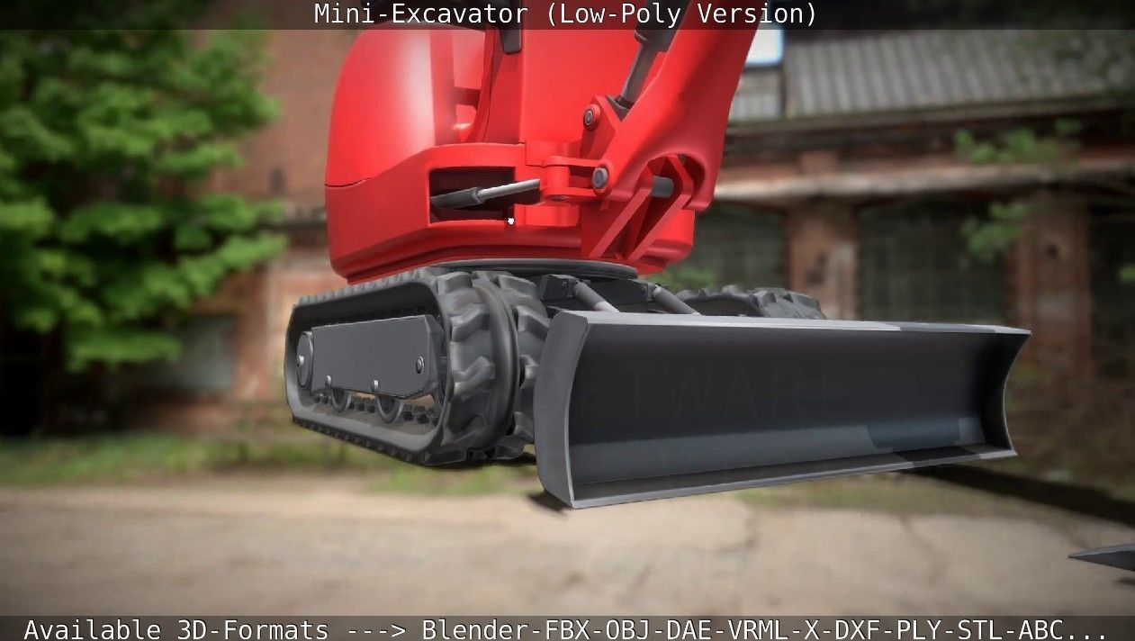 Mini-Excavator Low-Poly-Version Low-poly 3D model_17