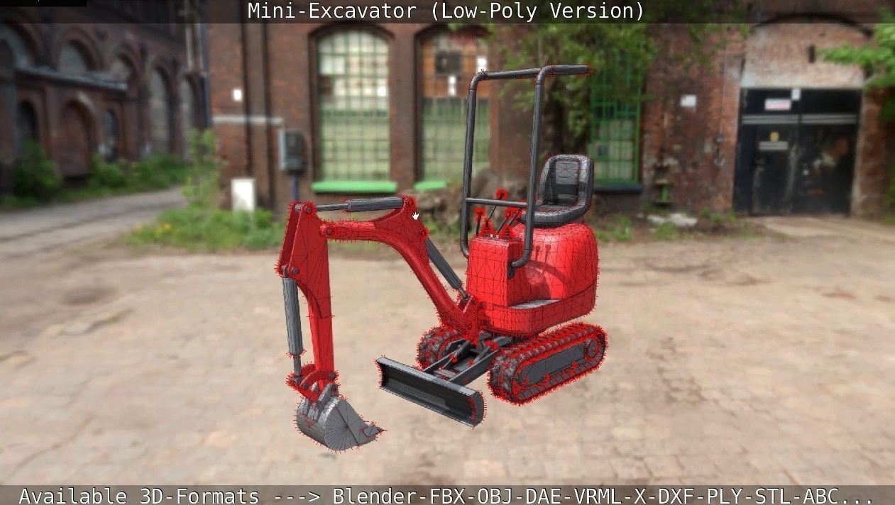 Mini-Excavator Low-Poly-Version Low-poly 3D model_75