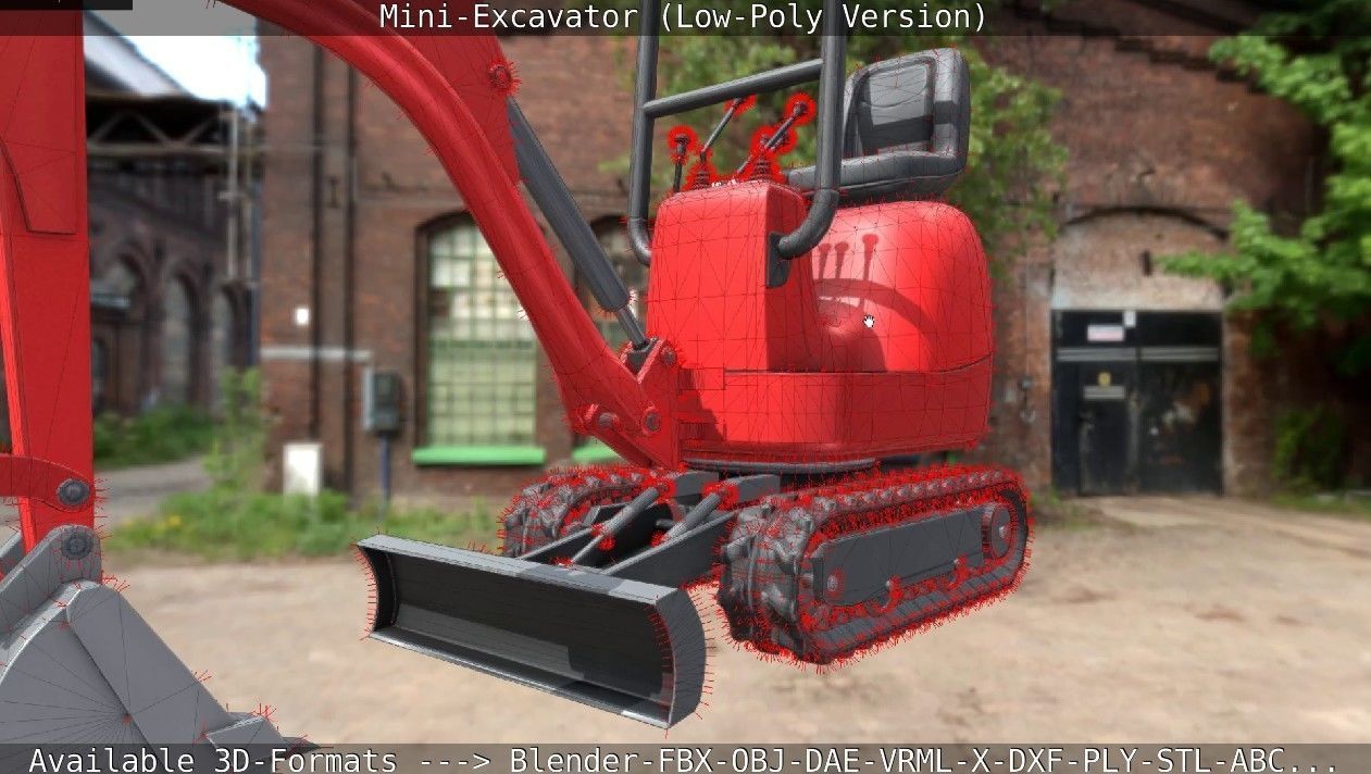 Mini-Excavator Low-Poly-Version Low-poly 3D model_67