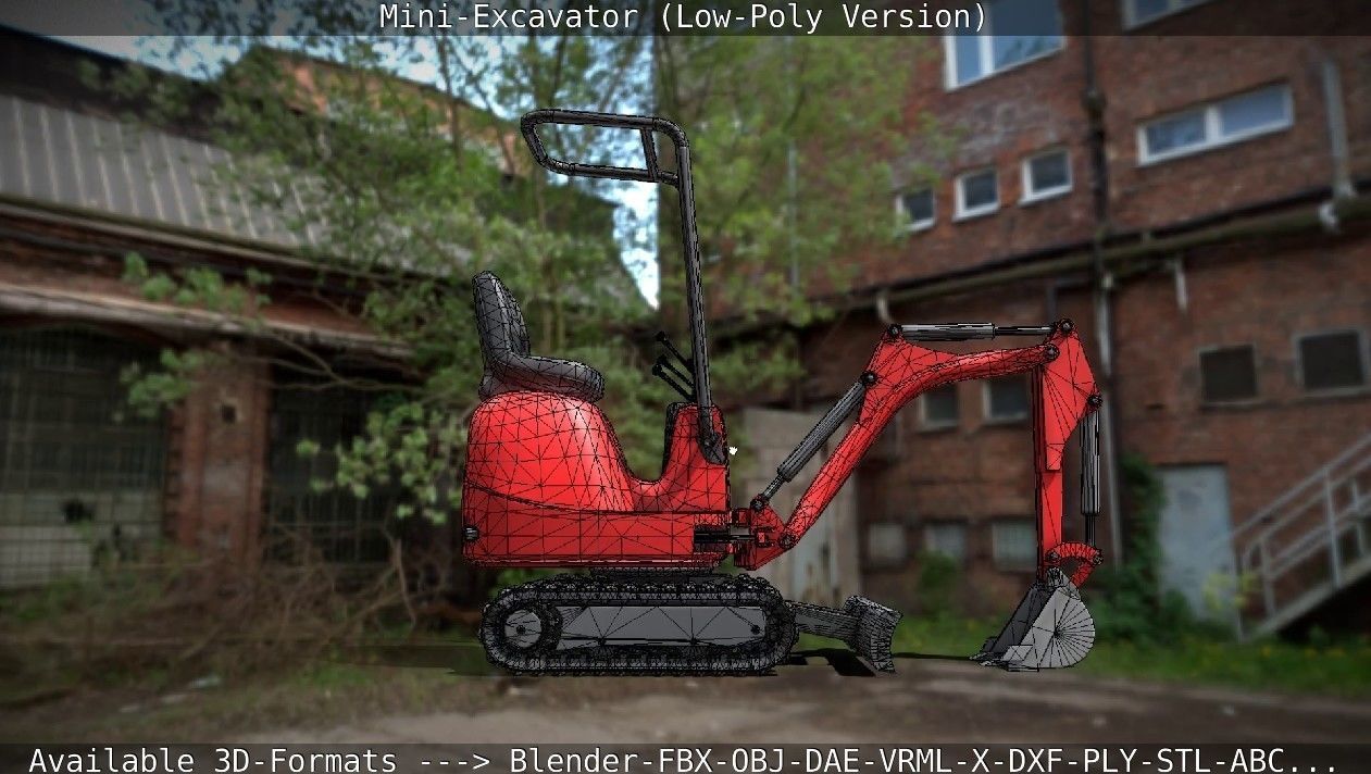 Mini-Excavator Low-Poly-Version Low-poly 3D model_28