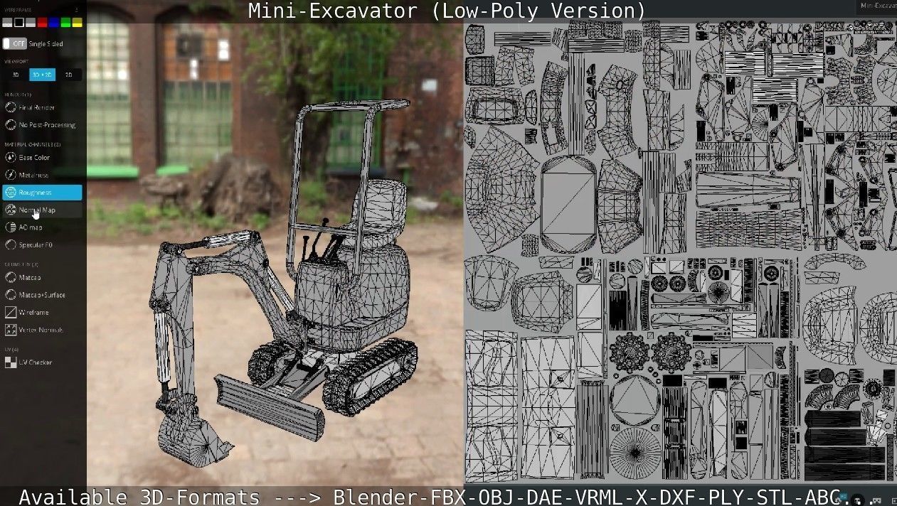 Mini-Excavator Low-Poly-Version Low-poly 3D model_37