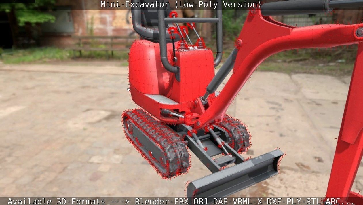 Mini-Excavator Low-Poly-Version Low-poly 3D model_70