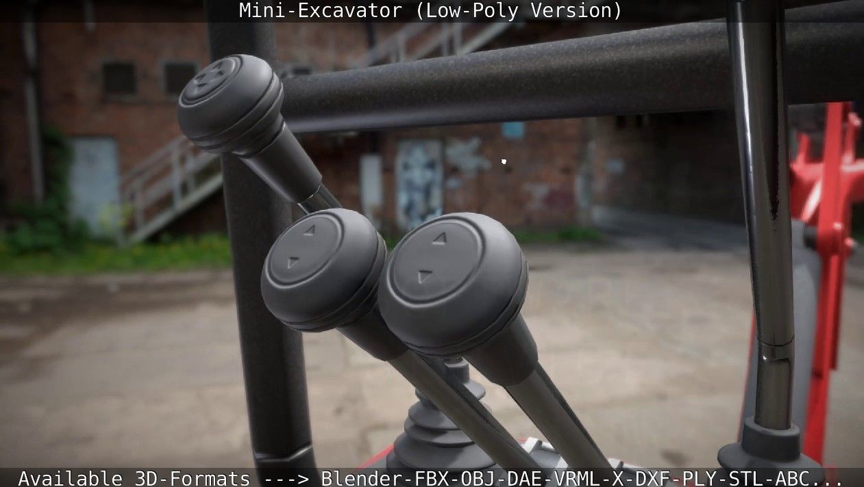 Mini-Excavator Low-Poly-Version Low-poly 3D model_12