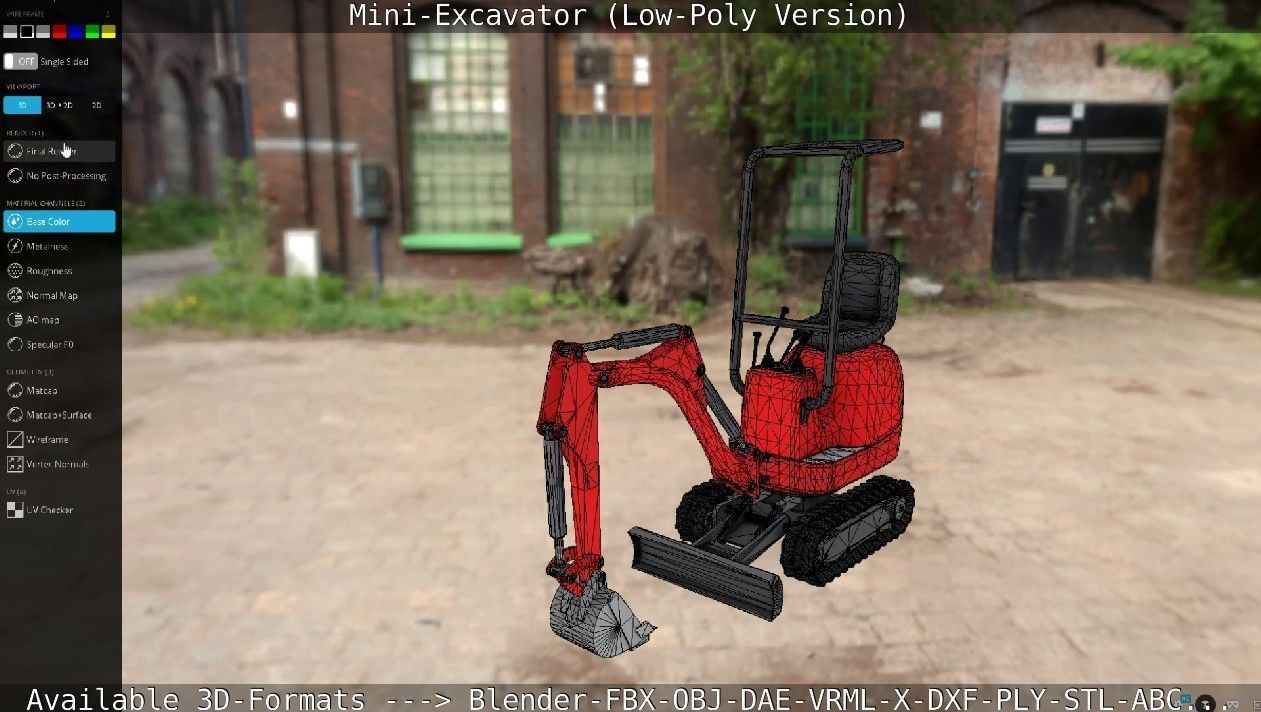 Mini-Excavator Low-Poly-Version Low-poly 3D model_44