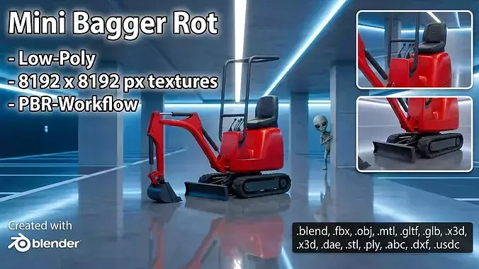   Mini-Excavator Low-Poly-Version