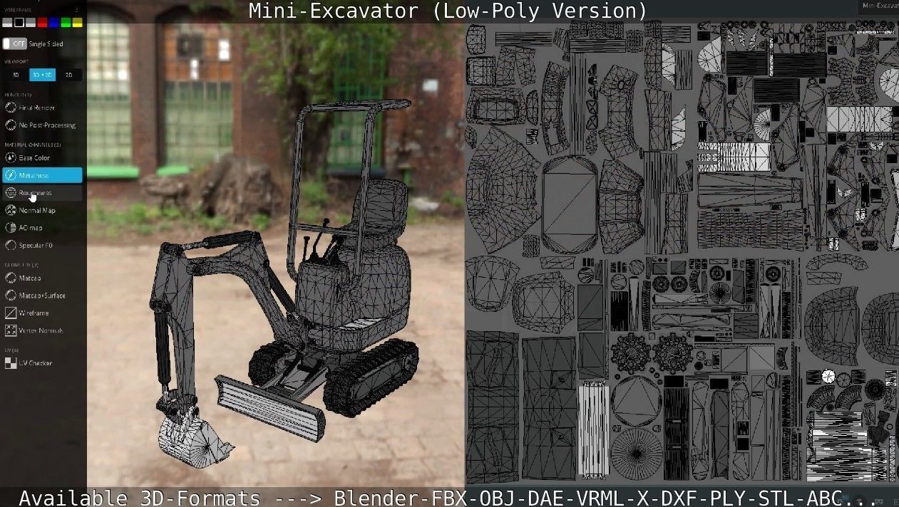 Mini-Excavator Low-Poly-Version Low-poly 3D model_36