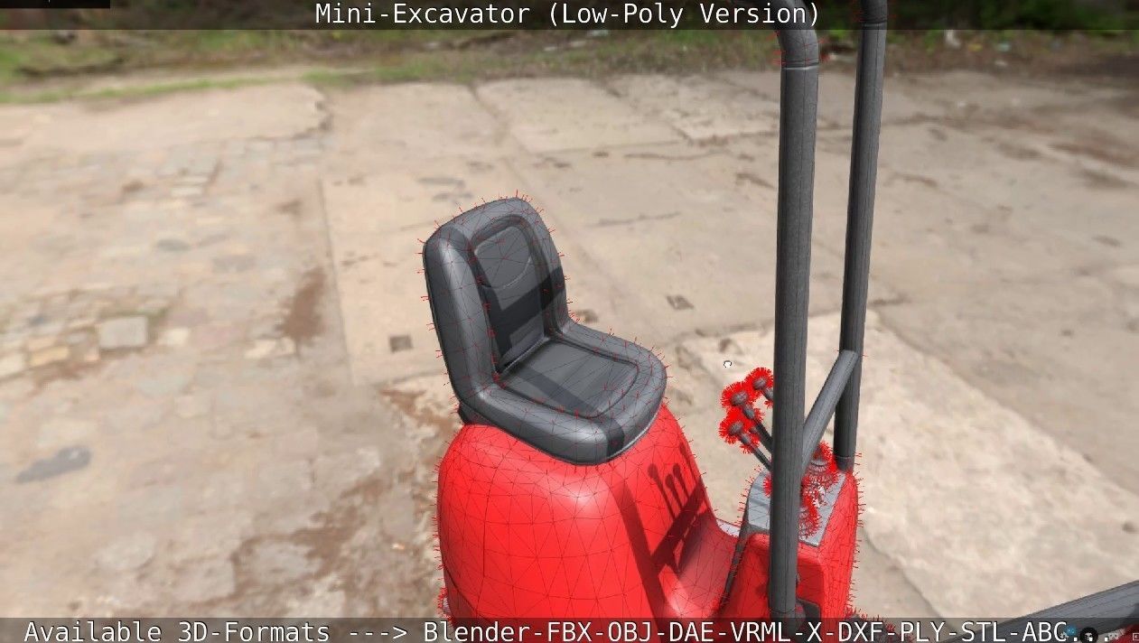 Mini-Excavator Low-Poly-Version Low-poly 3D model_65