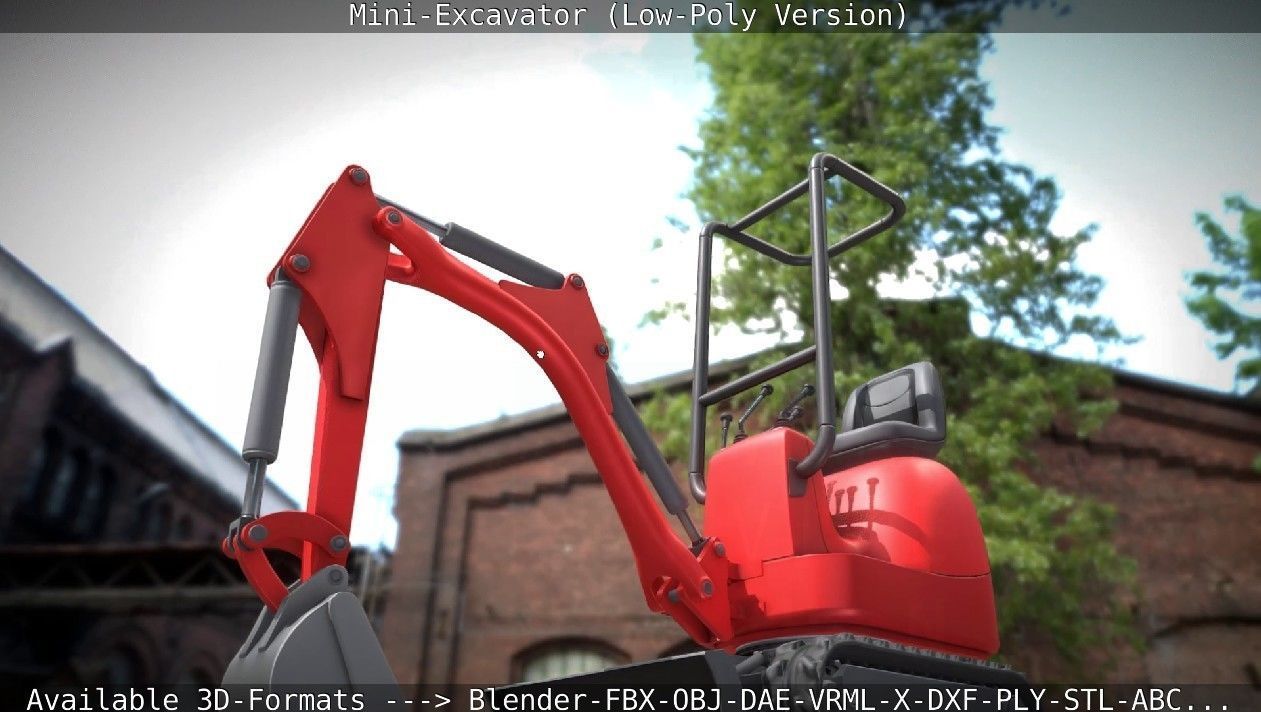 Mini-Excavator Low-Poly-Version Low-poly 3D model_2