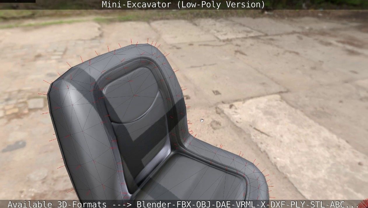 Mini-Excavator Low-Poly-Version Low-poly 3D model_64