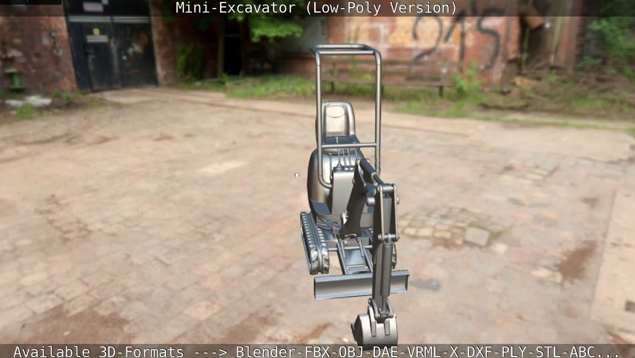 Mini-Excavator Low-Poly-Version Low-poly 3D model_71