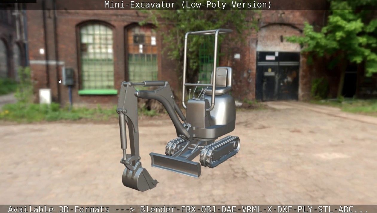 Mini-Excavator Low-Poly-Version Low-poly 3D model_74