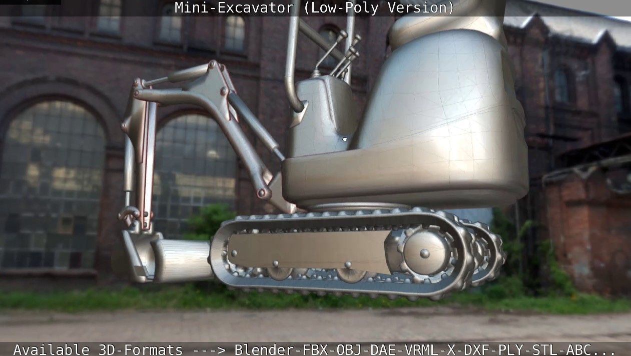 Mini-Excavator Low-Poly-Version Low-poly 3D model_68