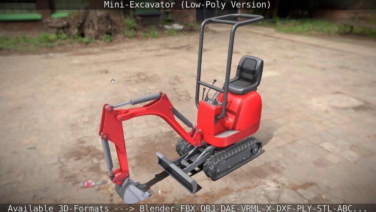 Mini-Excavator Low-Poly-Version Low-poly 3D model_82