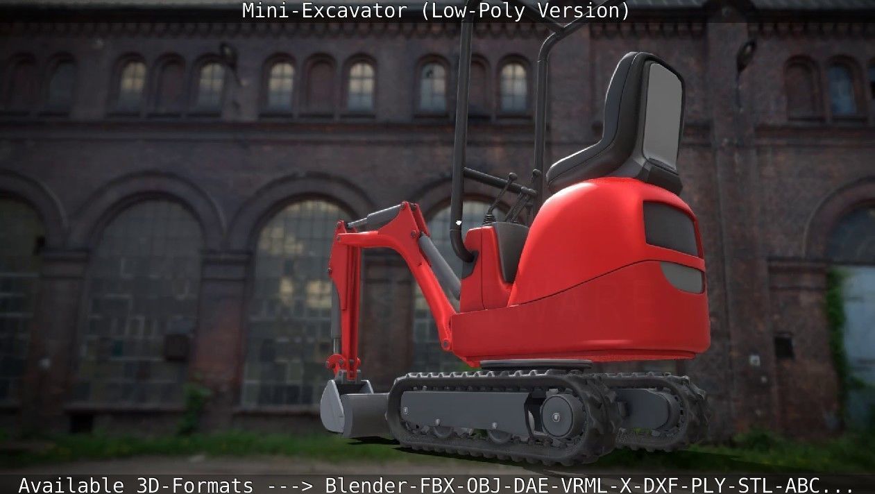 Mini-Excavator Low-Poly-Version Low-poly 3D model_5
