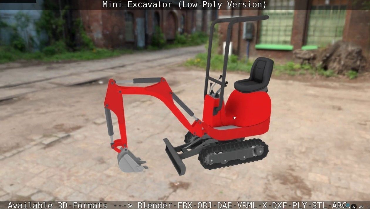 Mini-Excavator Low-Poly-Version Low-poly 3D model_52