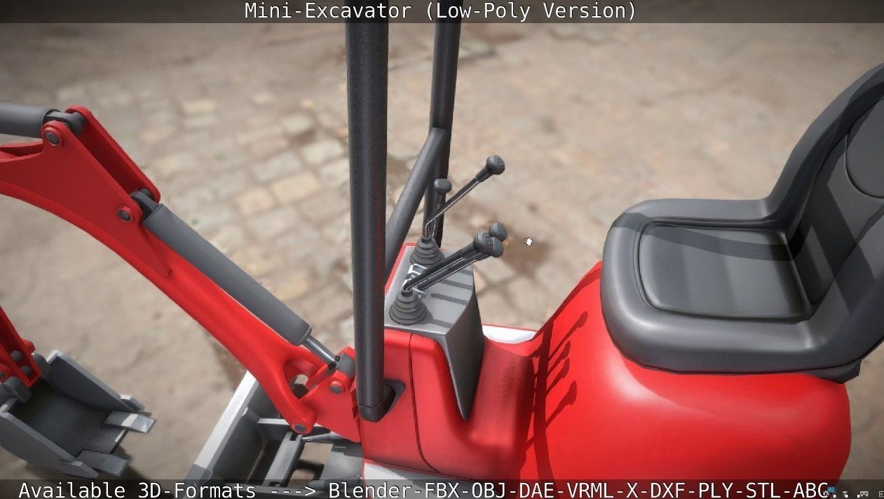 Mini-Excavator Low-Poly-Version Low-poly 3D model_11
