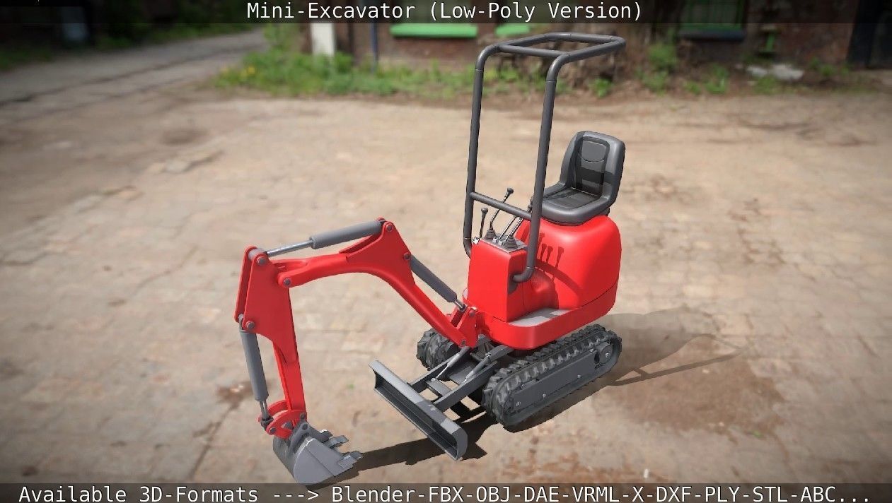 Mini-Excavator Low-Poly-Version Low-poly 3D model_79