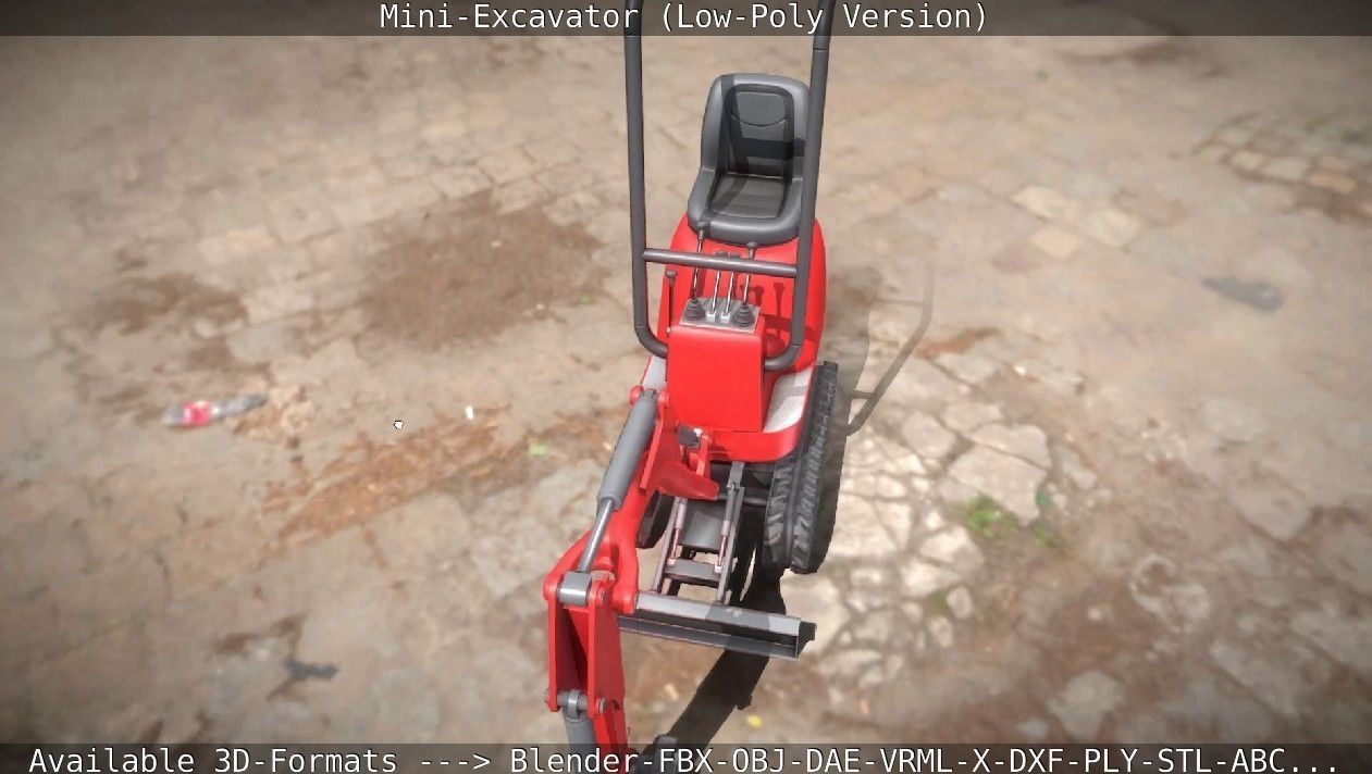 Mini-Excavator Low-Poly-Version Low-poly 3D model_9