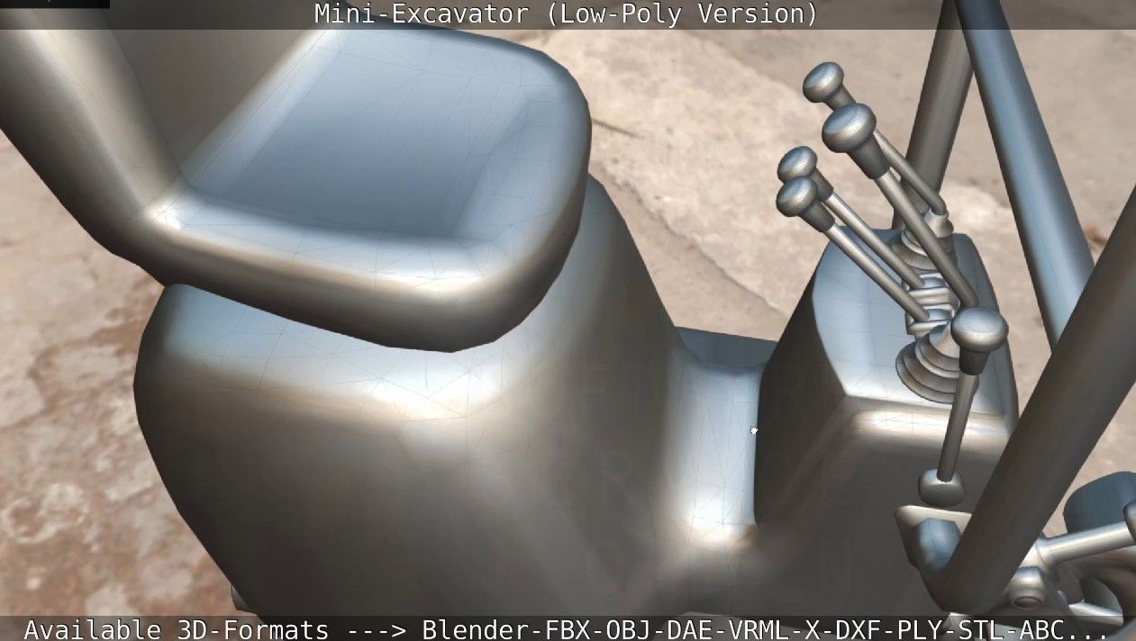 Mini-Excavator Low-Poly-Version Low-poly 3D model_63