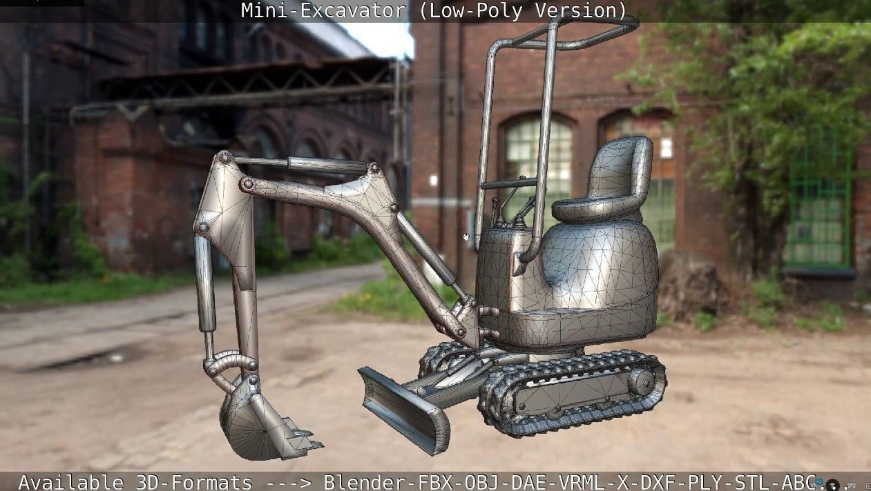 Mini-Excavator Low-Poly-Version Low-poly 3D model_56