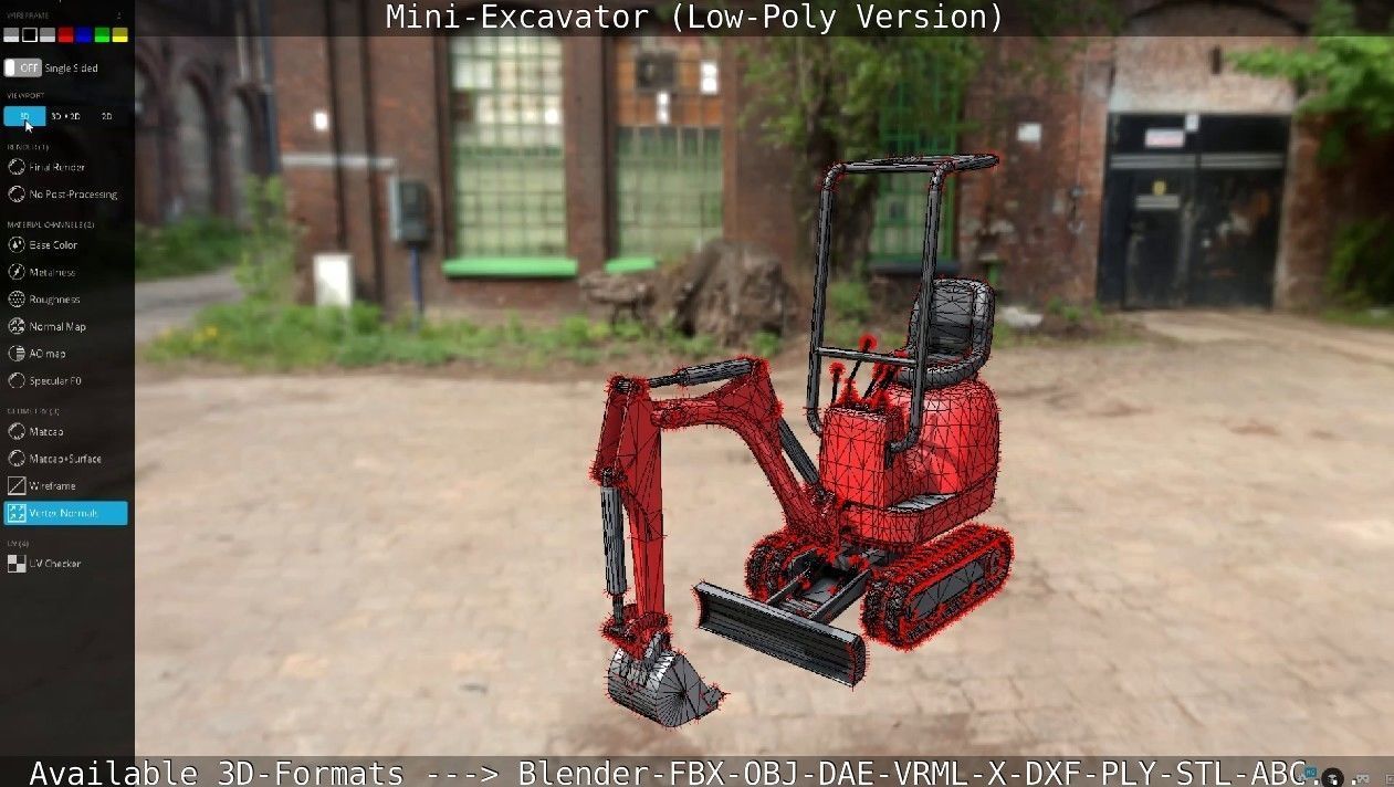 Mini-Excavator Low-Poly-Version Low-poly 3D model_42