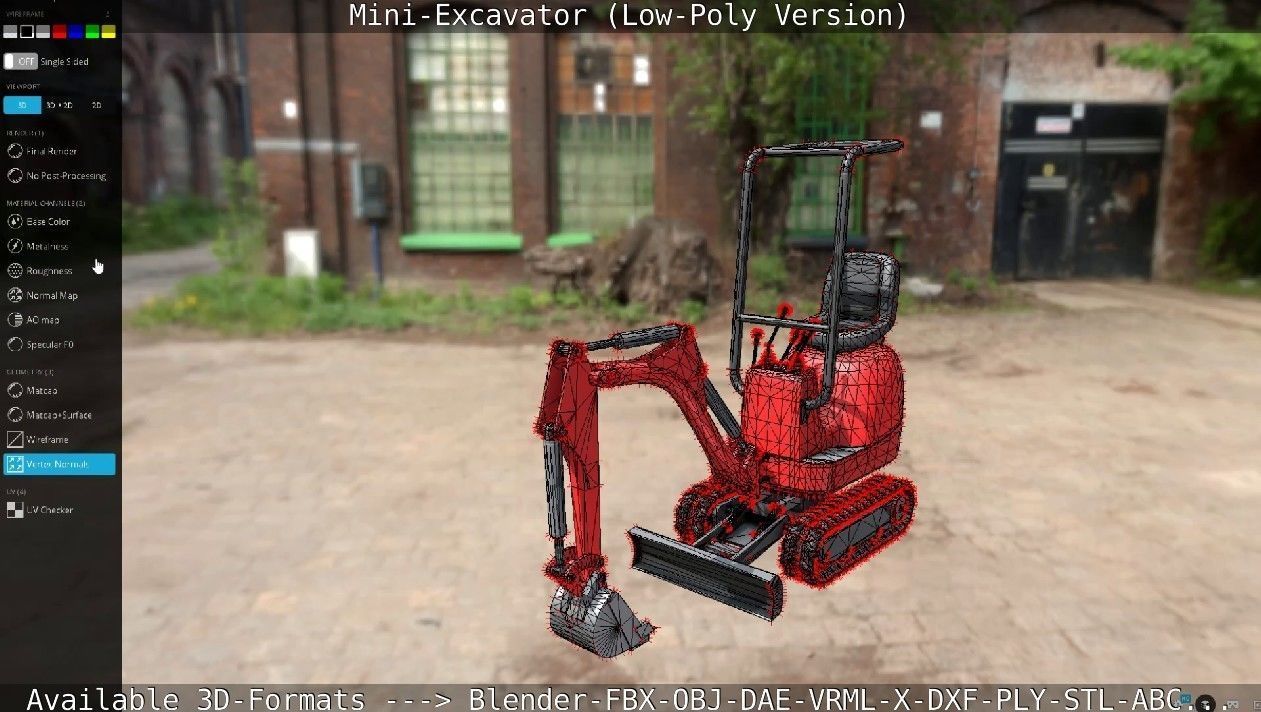 Mini-Excavator Low-Poly-Version Low-poly 3D model_43