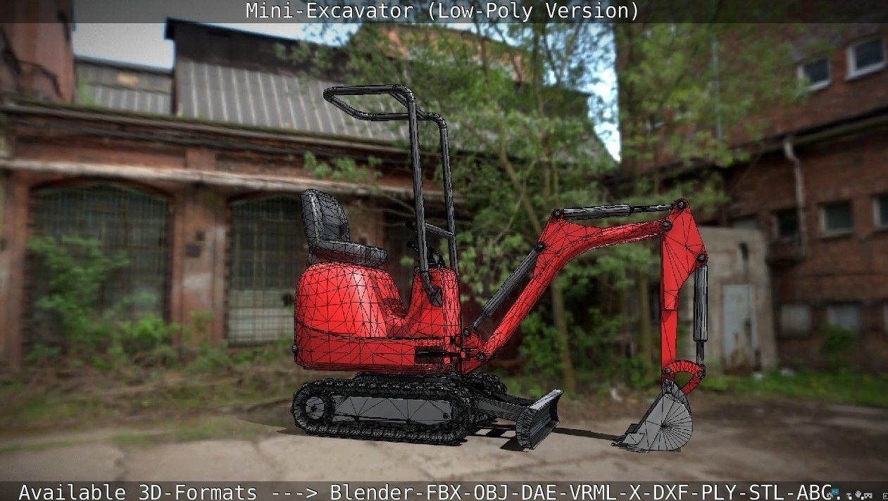 Mini-Excavator Low-Poly-Version Low-poly 3D model_29
