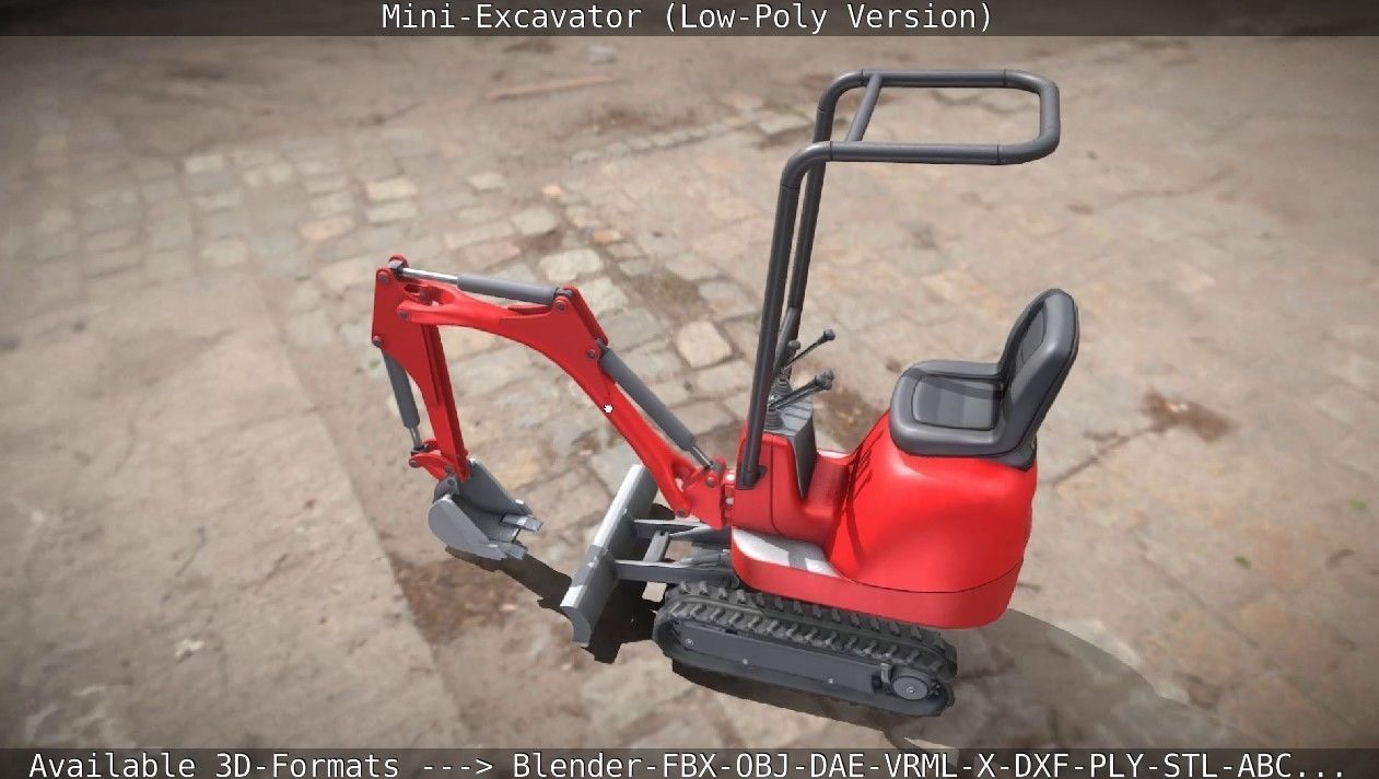 Mini-Excavator Low-Poly-Version Low-poly 3D model_21
