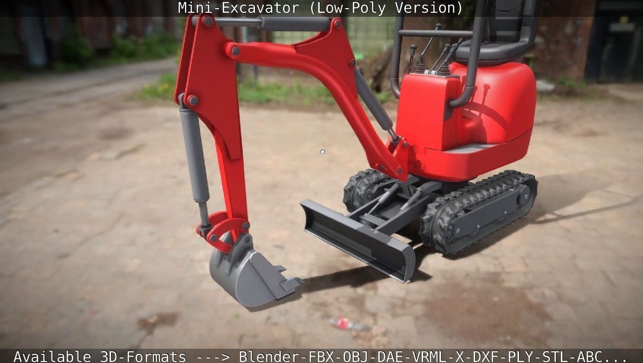Mini-Excavator Low-Poly-Version Low-poly 3D model_19