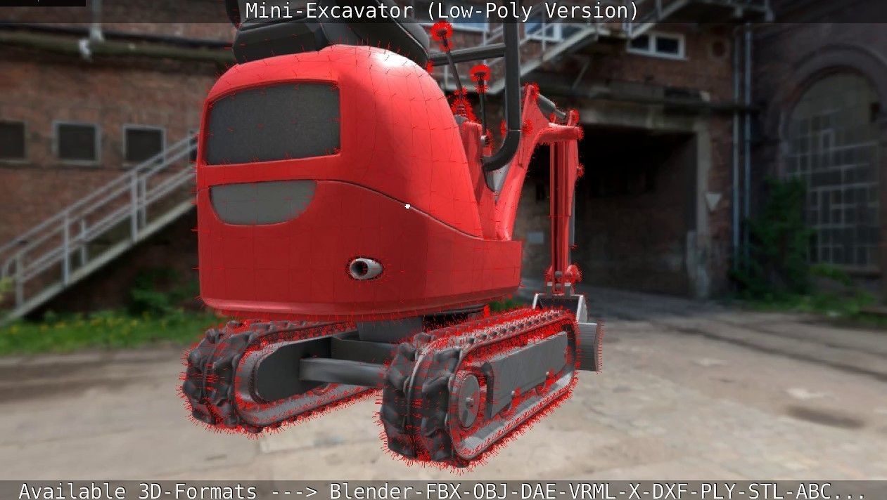 Mini-Excavator Low-Poly-Version Low-poly 3D model_69