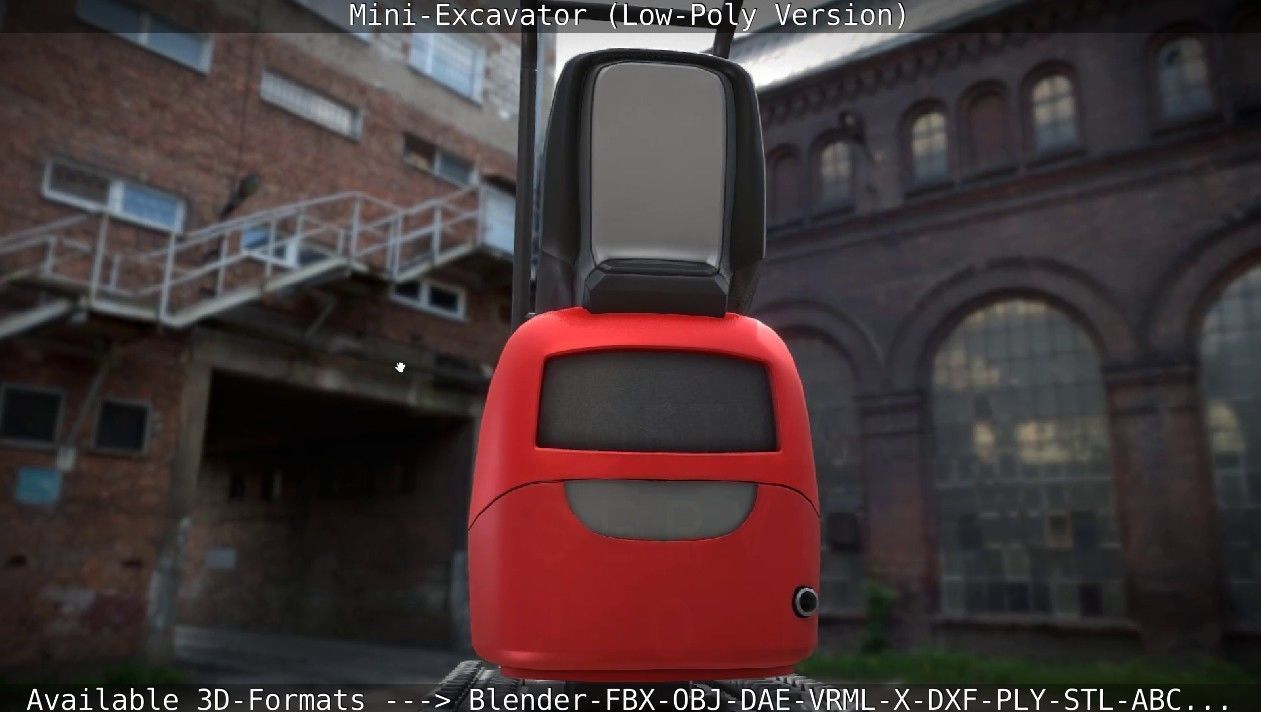 Mini-Excavator Low-Poly-Version Low-poly 3D model_25